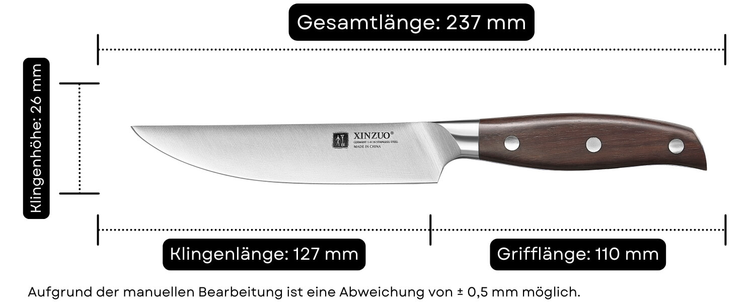Abmessungen des Steakmessers XinZuo Zhi B35