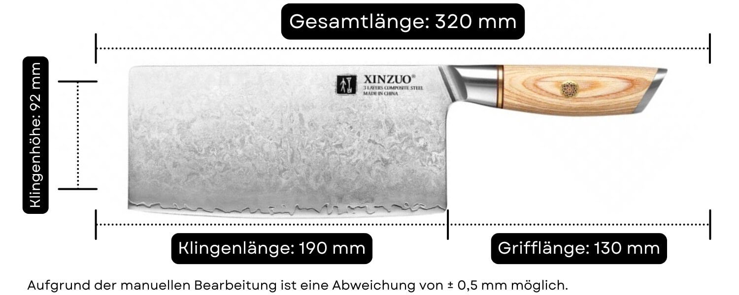 Abmessungen des Messers TAO XinZuo Lan B37S