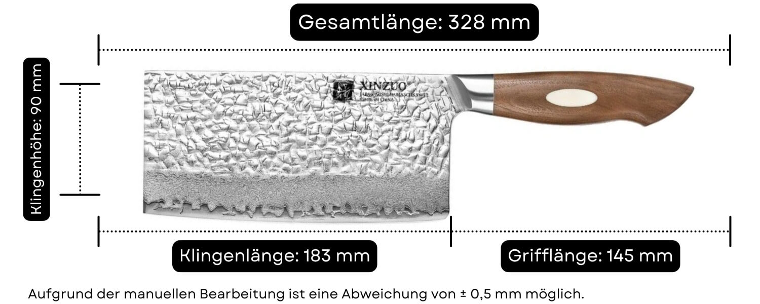 Abmessungen des Messers TAO XinZuo Jiang B46W 18 cm