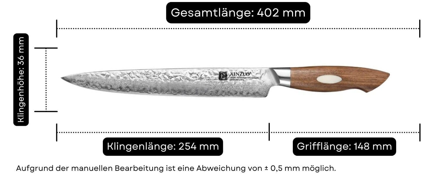 Abmessungen des Fleischmessers XinZuo Jiang B46W