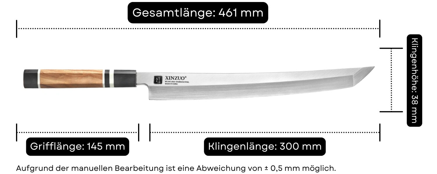 Abmessungen des Messers Sakimaru F3S 30 cm