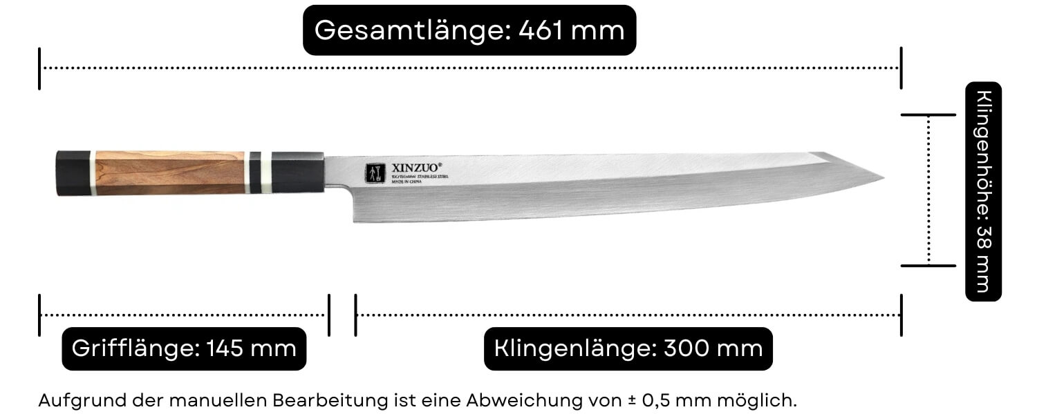 Abmessungen des Messers XinZuo Kiritsuke F3S 30 cm
