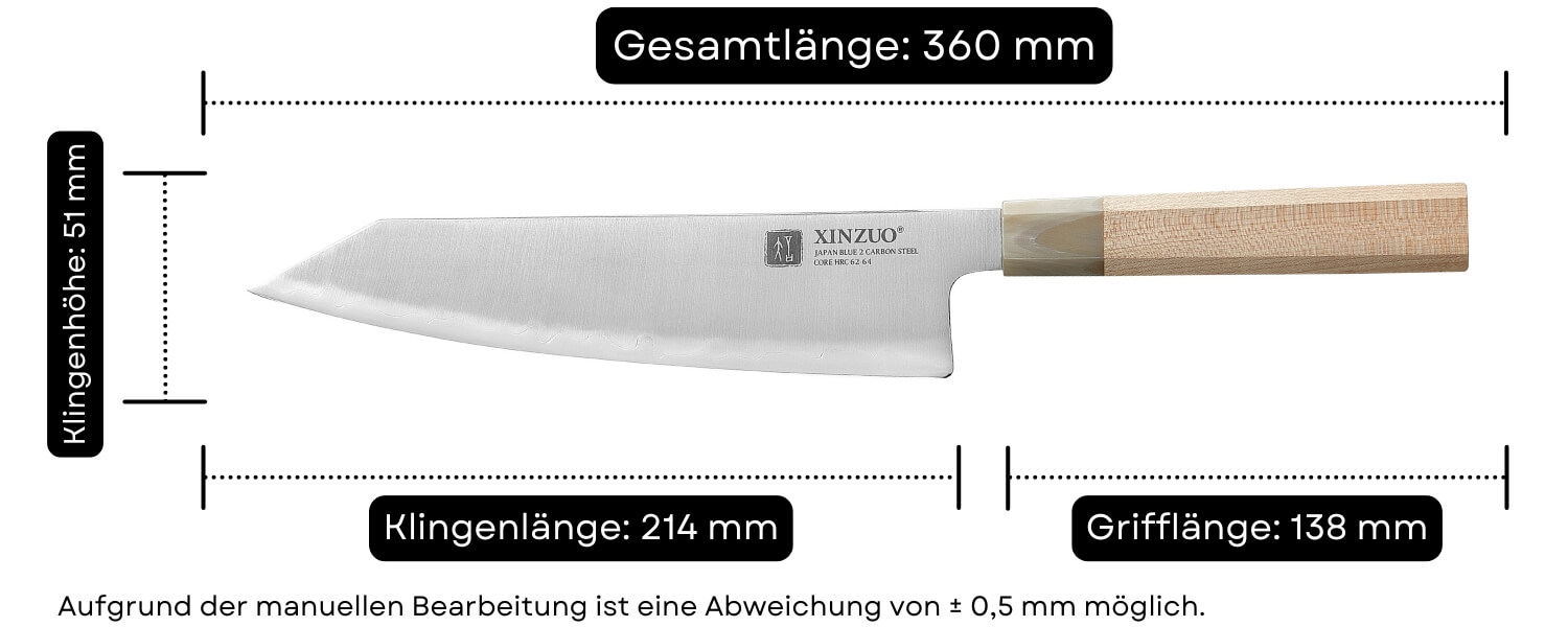 Abmessungen des Messers Bunka XinZuo Zhen QE PM8M