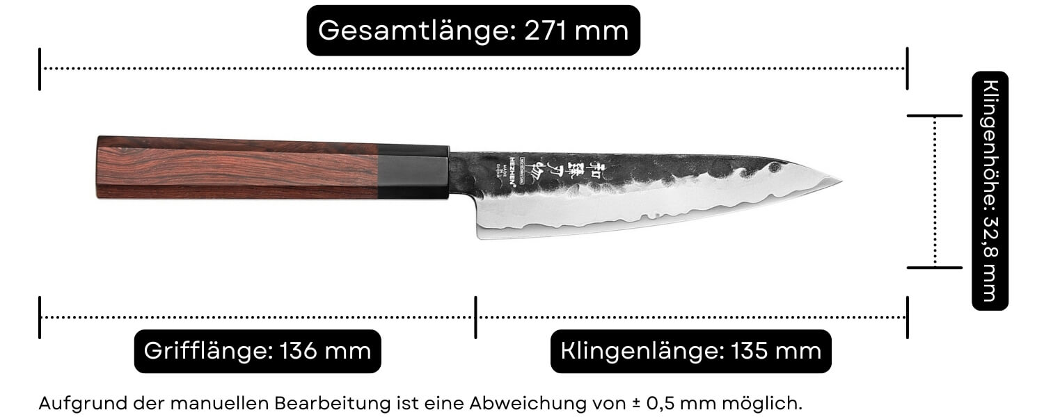 Abmessungen des Gemüsemessers HEZHEN PM8S
