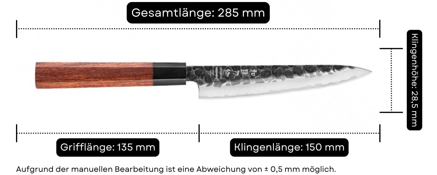 Abmessungen des Gemüsemessers HEZHEN PM8S