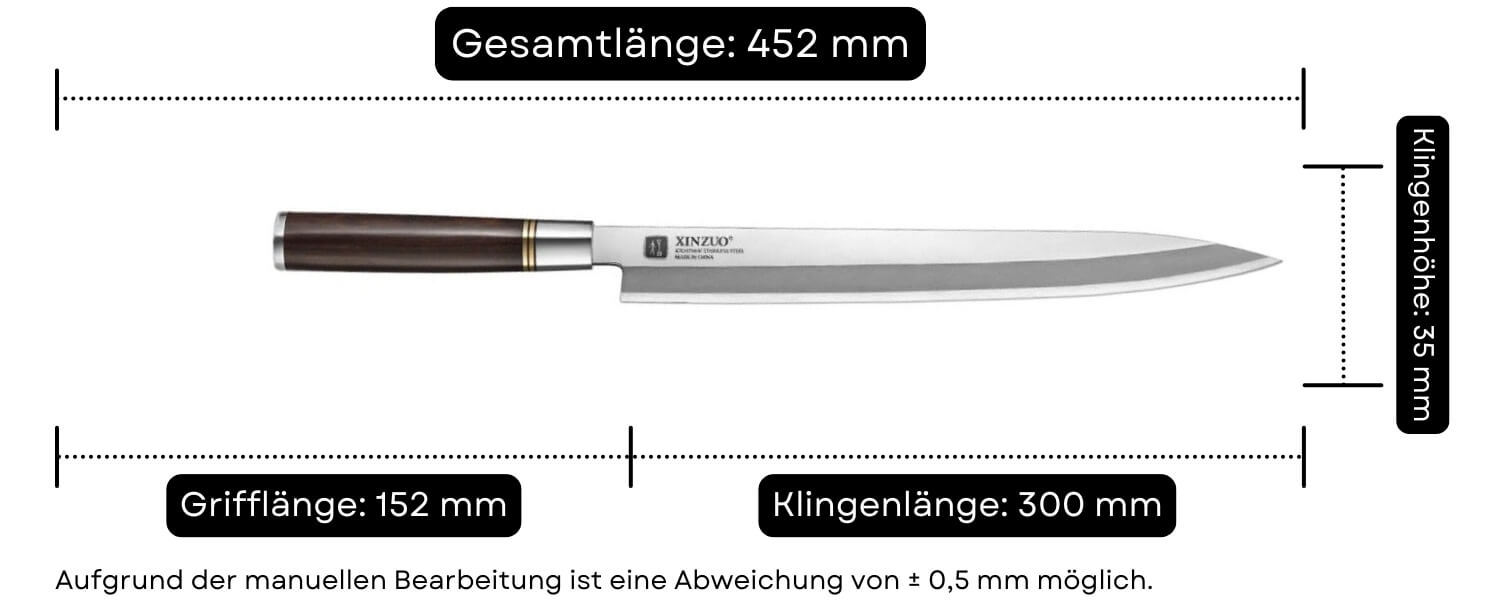 Abmessungen des Sashimi-Messers