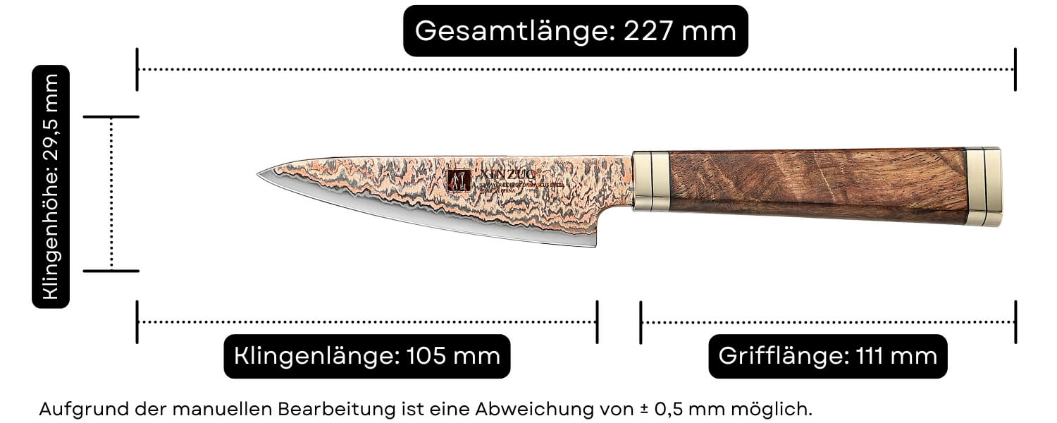 Abmessungen des Schälmessers XinZuo Ji X08C