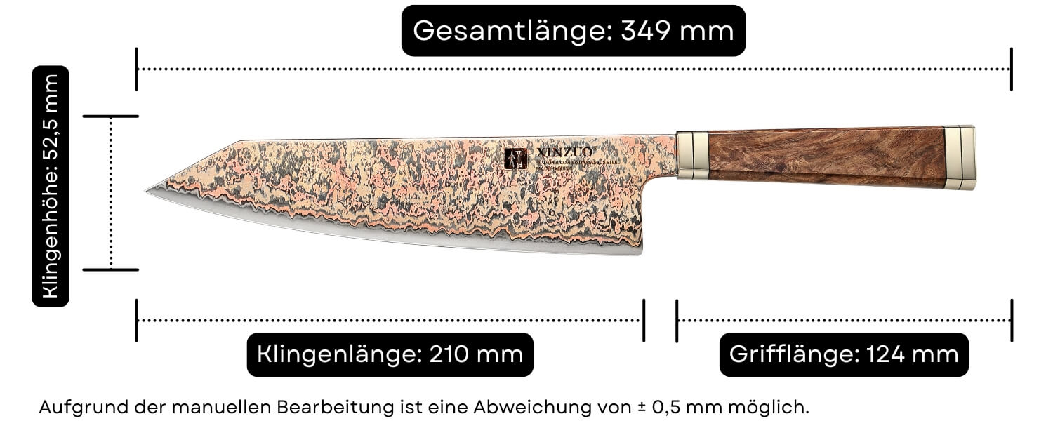 Abmessungen des Messers Bunka XinZuo Ji X08C