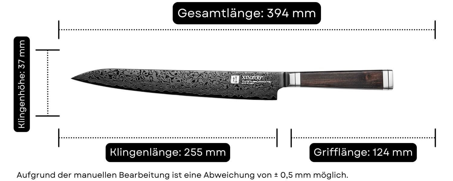 Abmessungen des Fleischmessers XinZuo Ji X08E