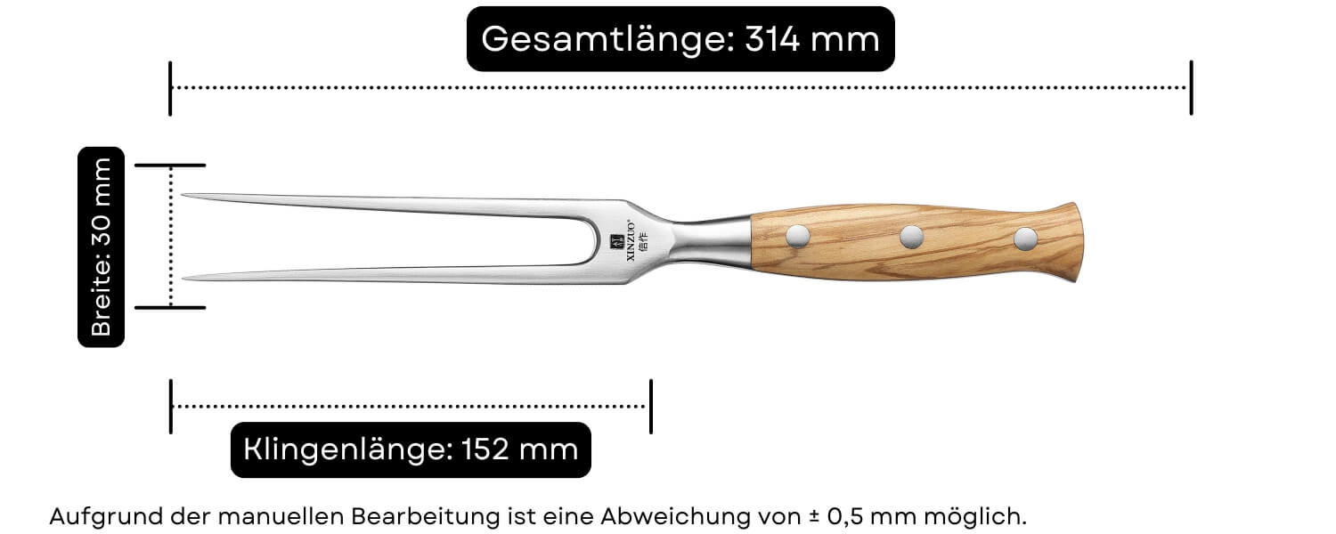 Fleischgabel XinZuo Pin X02O Abmessungen