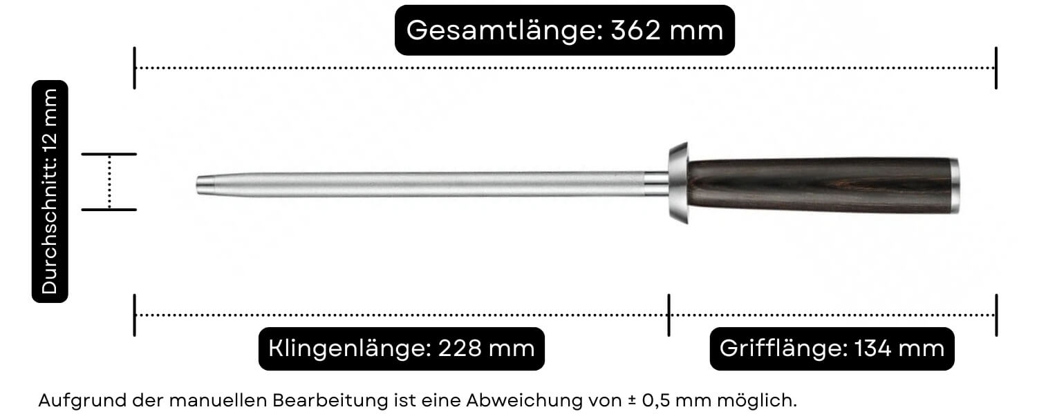 Wetzstahl B1H Abmessungen des Wetzstahls