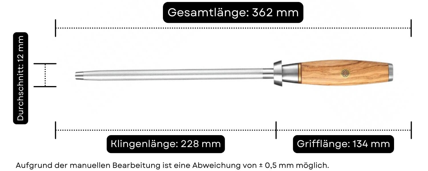 Wetzstahl B37 Abmessungen des Wetzstahls
