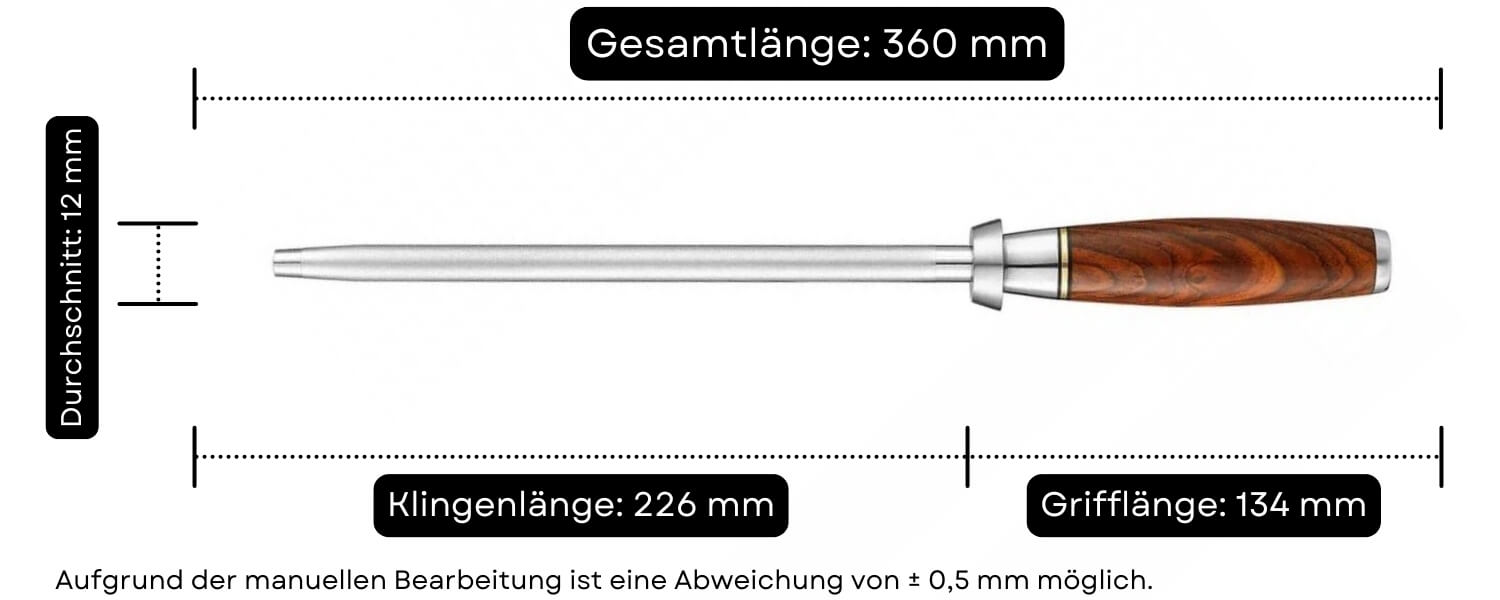 Abmessungen des Wetzstahls HEZHEN