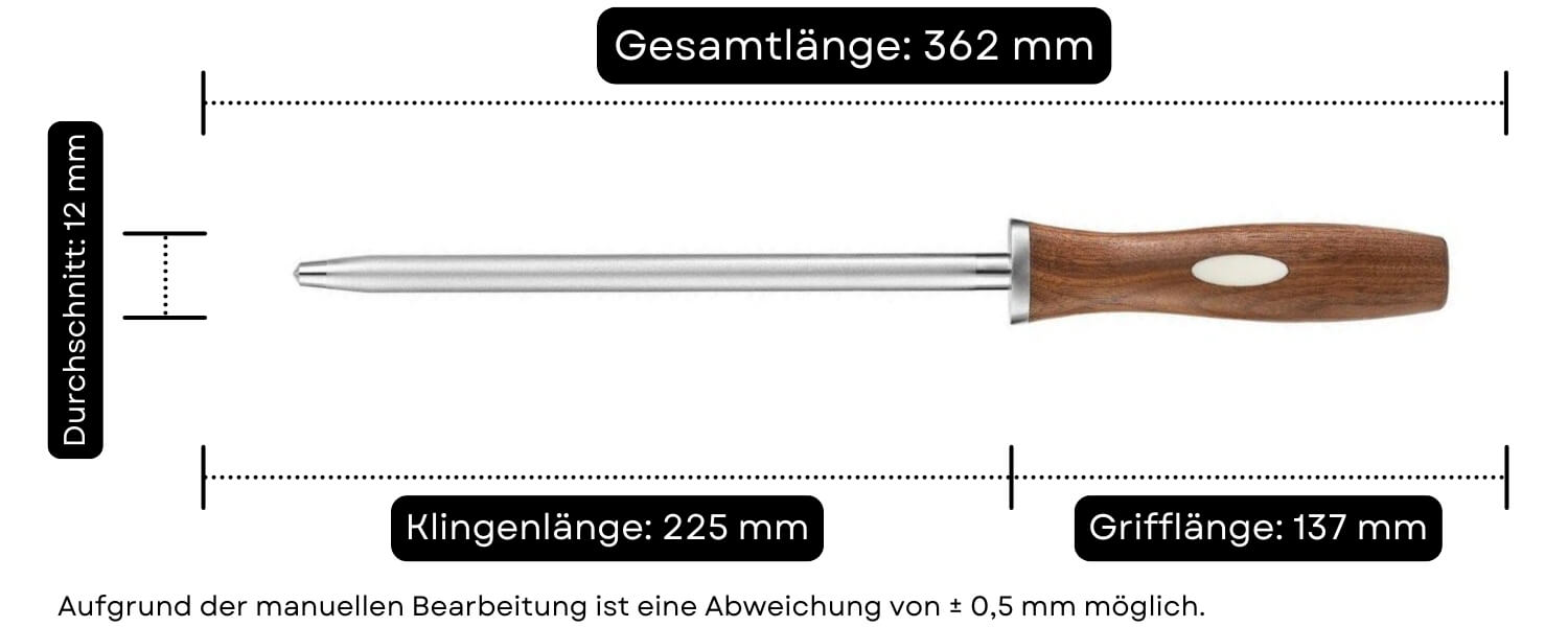 Abmessungen des Wetzstahls B46W