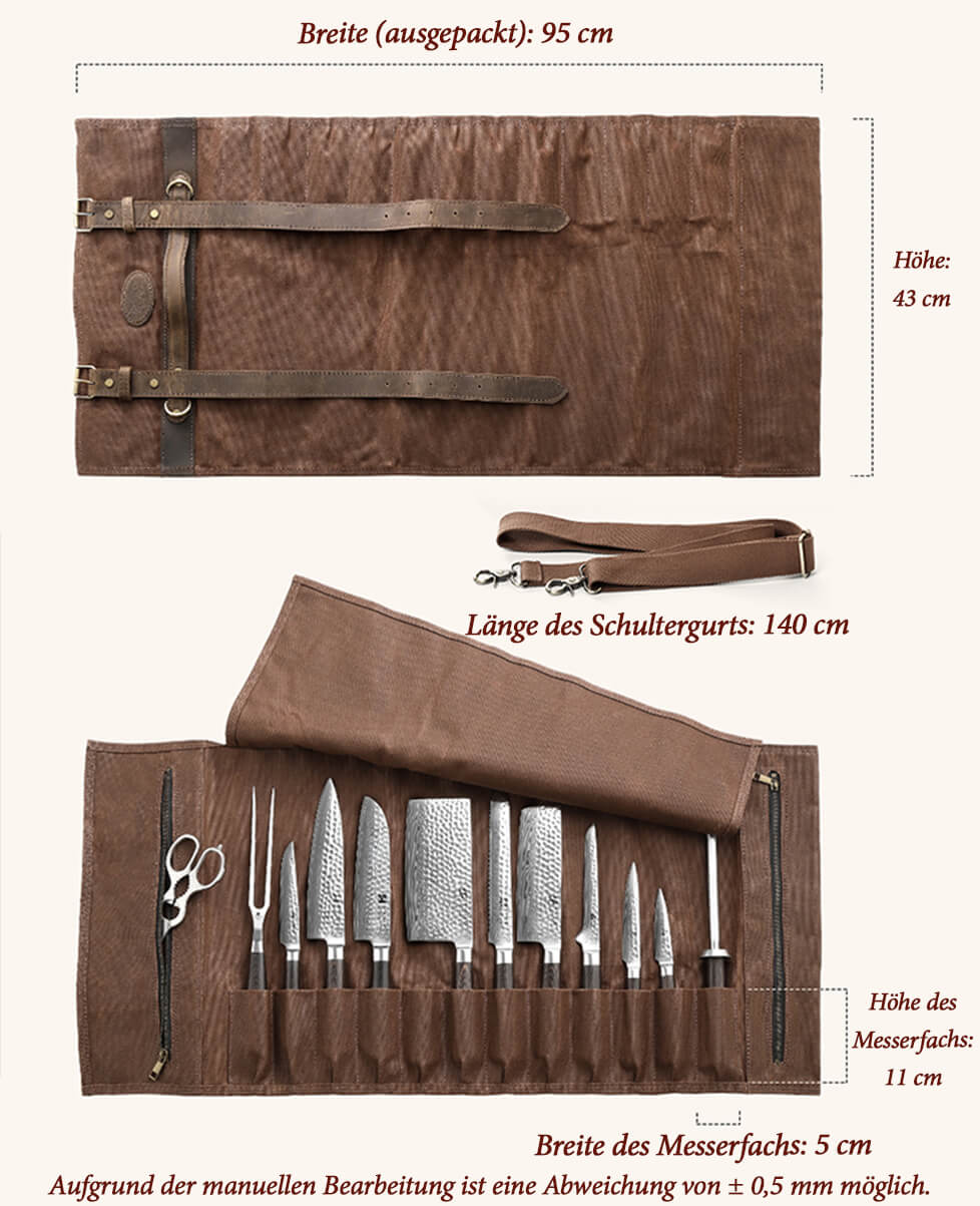 Messertasche von XinZuo, braun Abmessungen