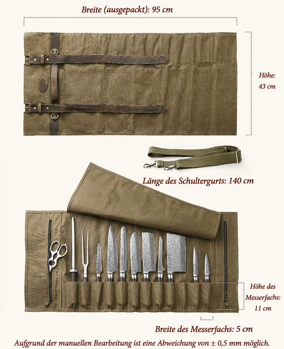 Messertasche von XinZuo, grün Abmessungen