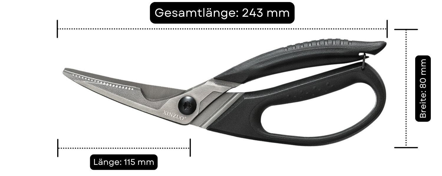 Geflügelschere XinZuo H8 - Abmessungen
