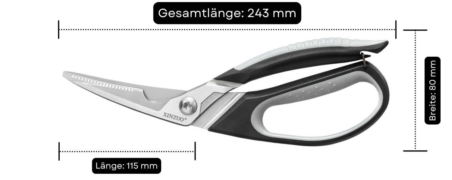 Geflügelschere XinZuo H8 - Abmessungen