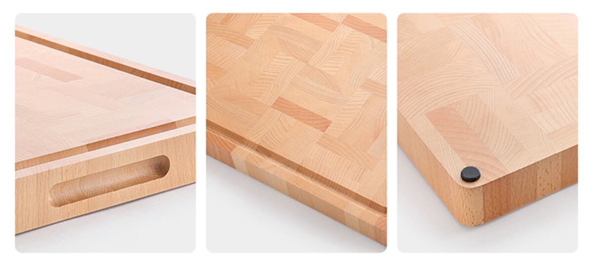 Details eines Schneidebretts aus Eiche