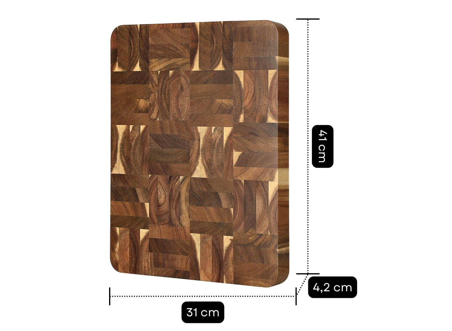 Abmessungen des Akazien-Schneidebretts