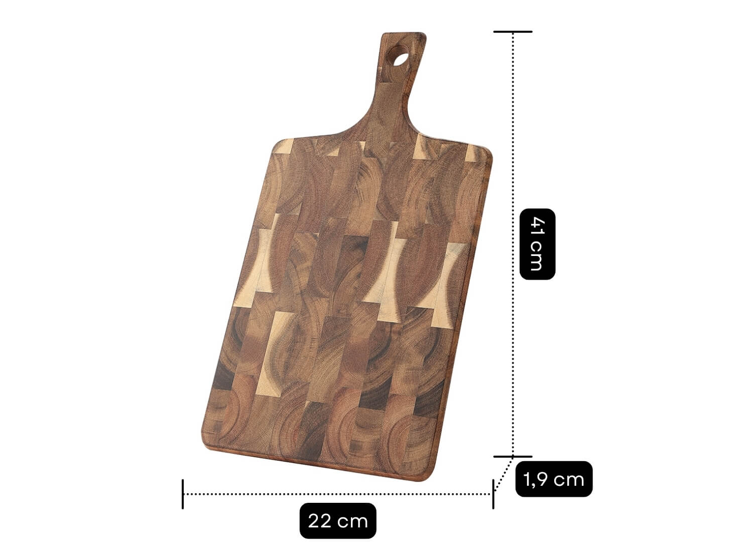 Abmessungen des Akazien-Schneidebretts