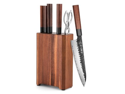 Messerset HezHen PM8S mit Messerblock und Geflügelschere