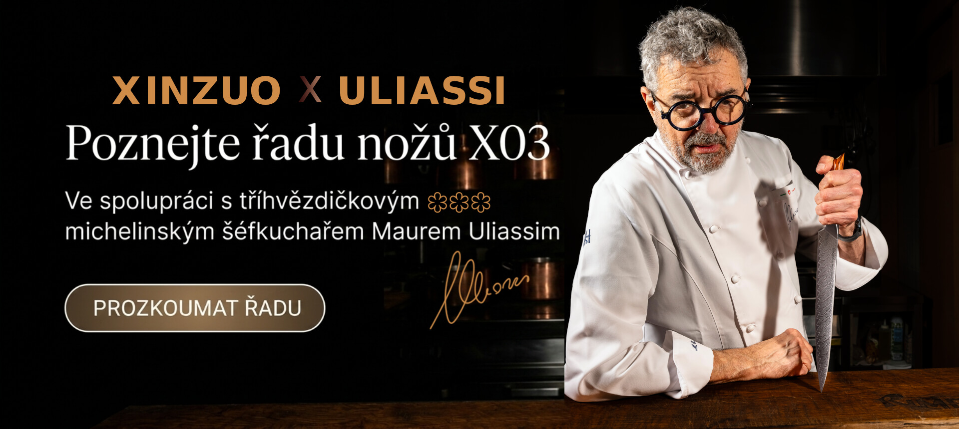 Poznejte řadu nožů X03. Ve spolupráci s tříhvězdičkovým michelinským šéfkuchařem Maurem Uliassim.