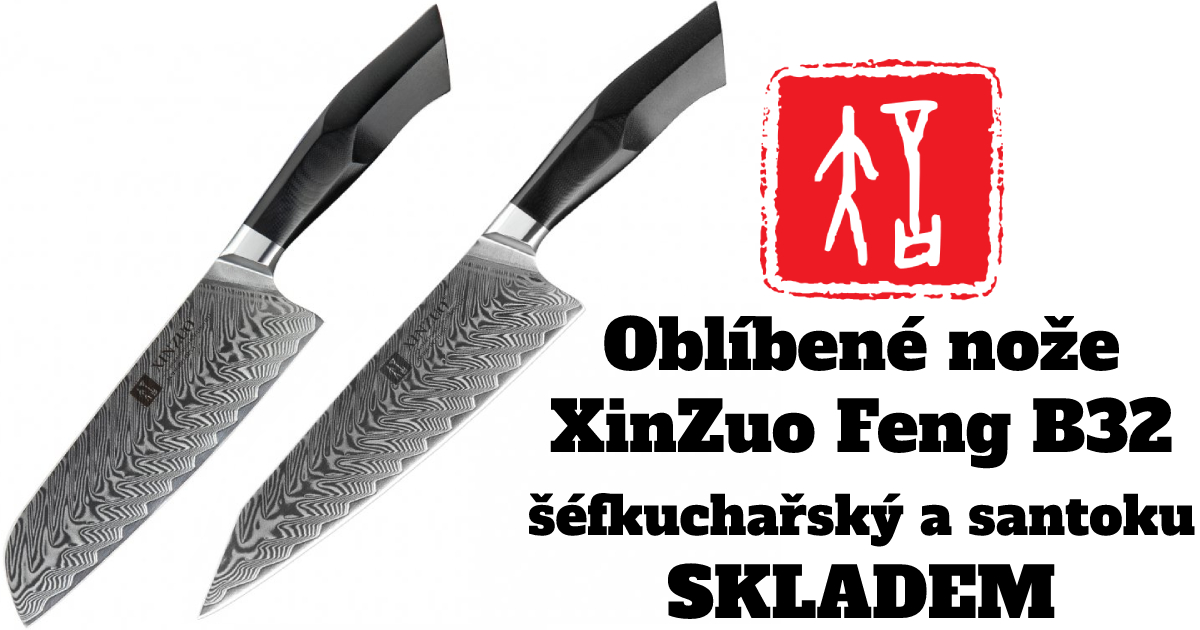 XinZuo B32 Feng skladem nože santoku a šéfkuchařský