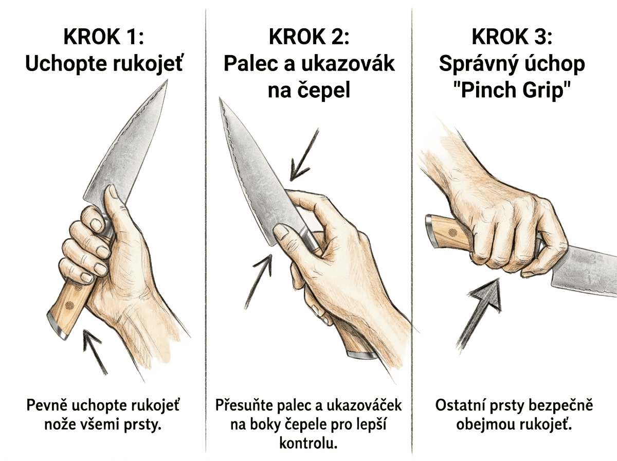 Návod krok za krokem pro správné držení nože