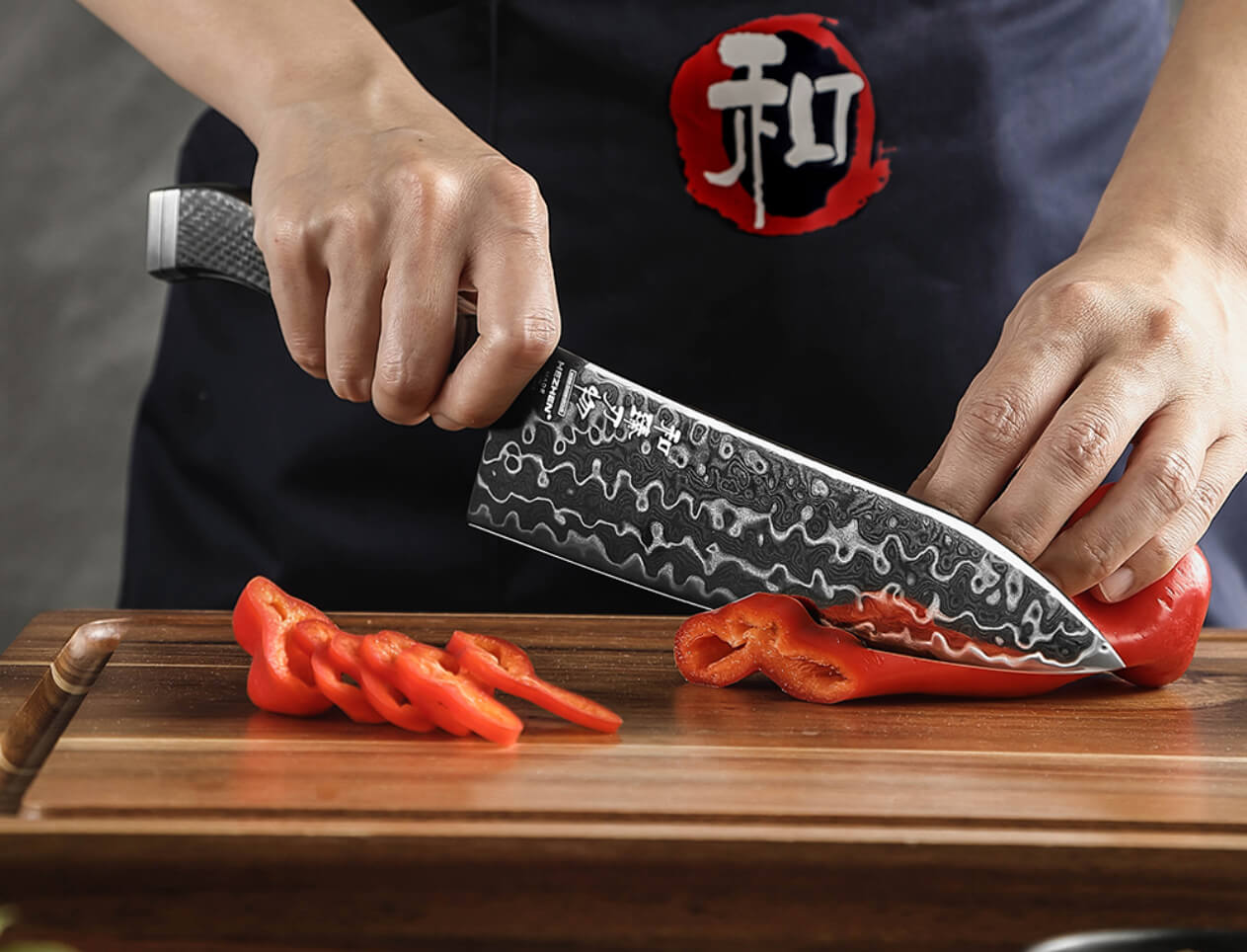 Nože HEZHEN Ultimate X10 s 145vrstvou damaškovou čepelí z BÖHLER M390, DLC povlakem a rukojetí z uhlíkového vlákna