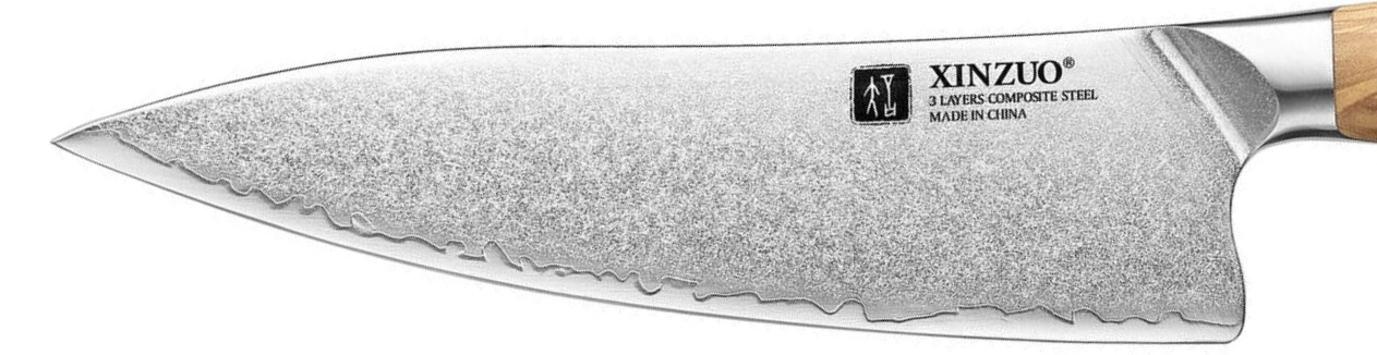 Nože XinZuo Pin X02O s povrchovou úpravou stone-wash a rukojetí z olivového dřeva – skladem