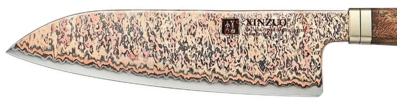 Trojbarevná měděná damašková ocel