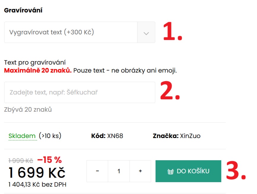 Postup gravírování
