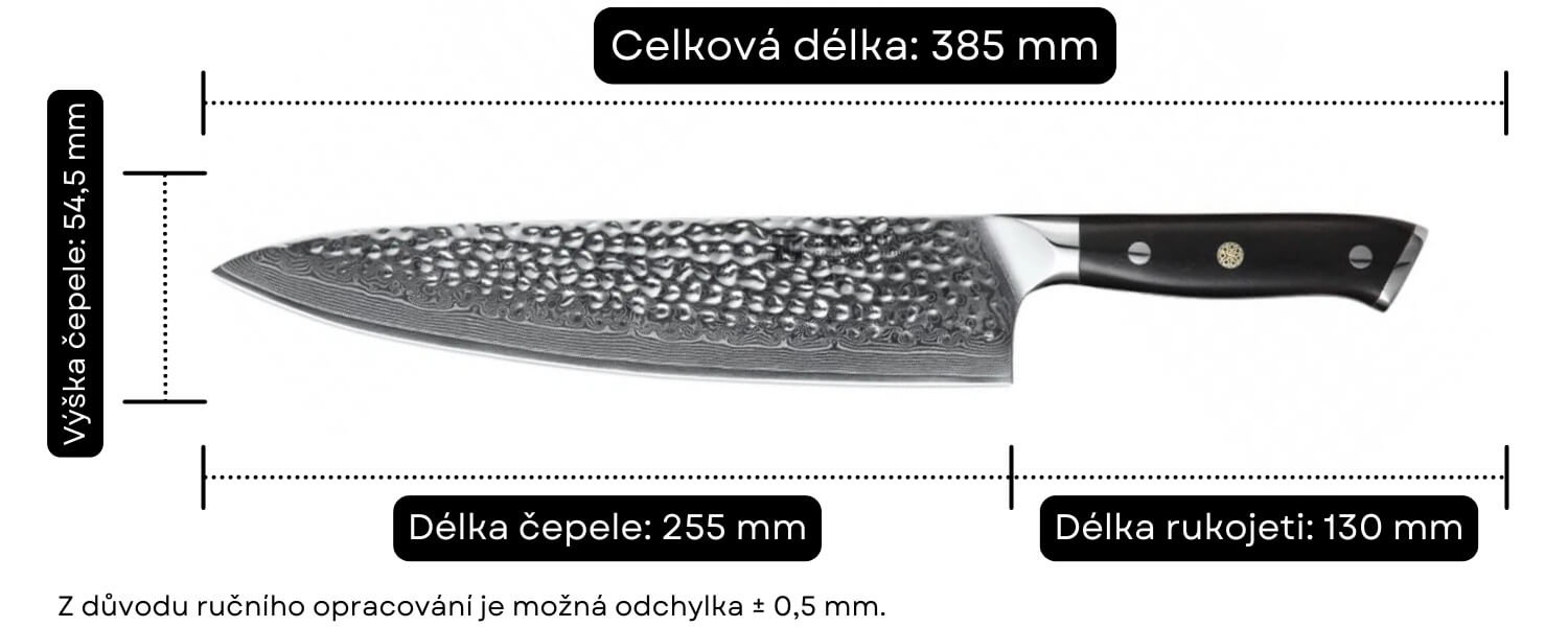Šéfkuchařský nůž XinZuo Yu B13H 10 palců velikost