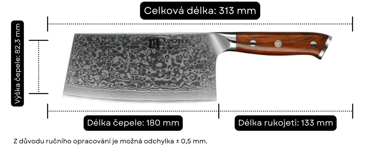 Univerzální čínský nůž TAO XinZuo Yu B13R velikost nože