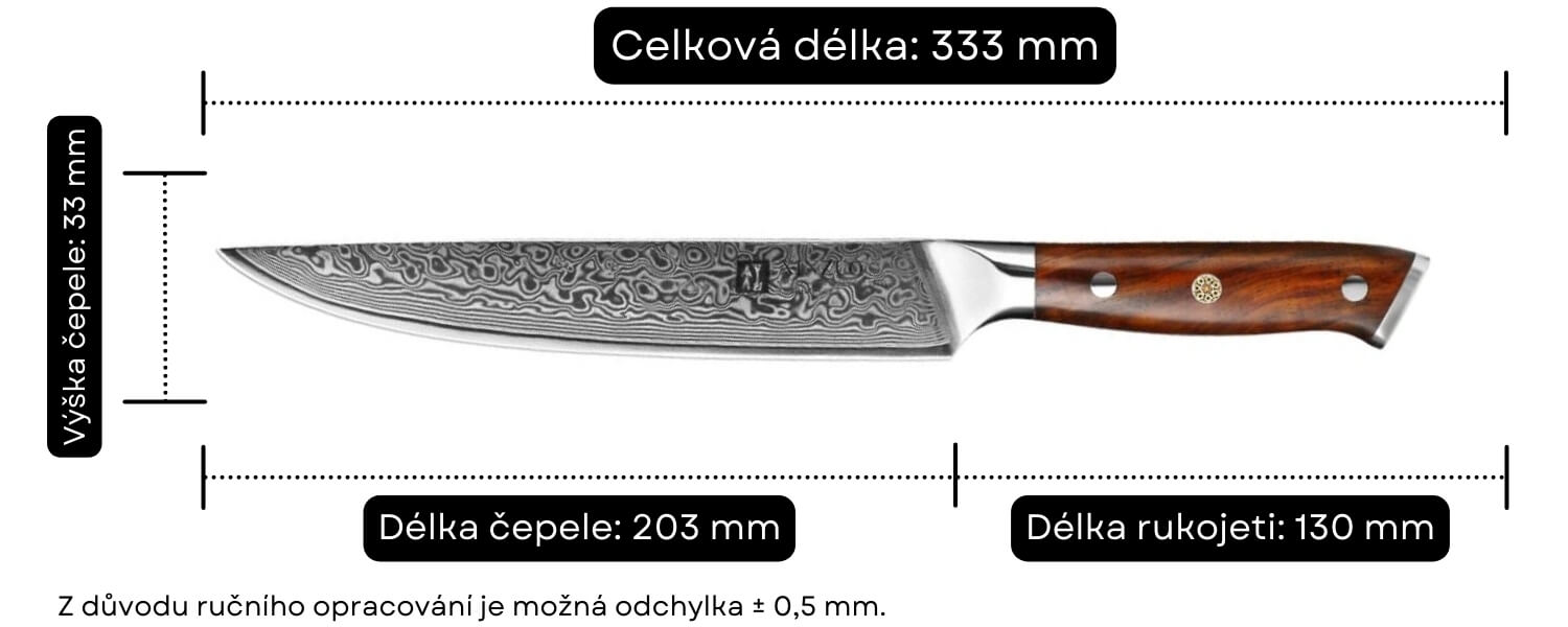 Nůž na maso XinZuo Yu B13R velikost nože