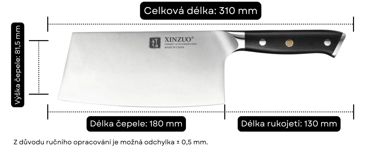Univerzální čínský nůž TAO XinZuo B13S rozměry