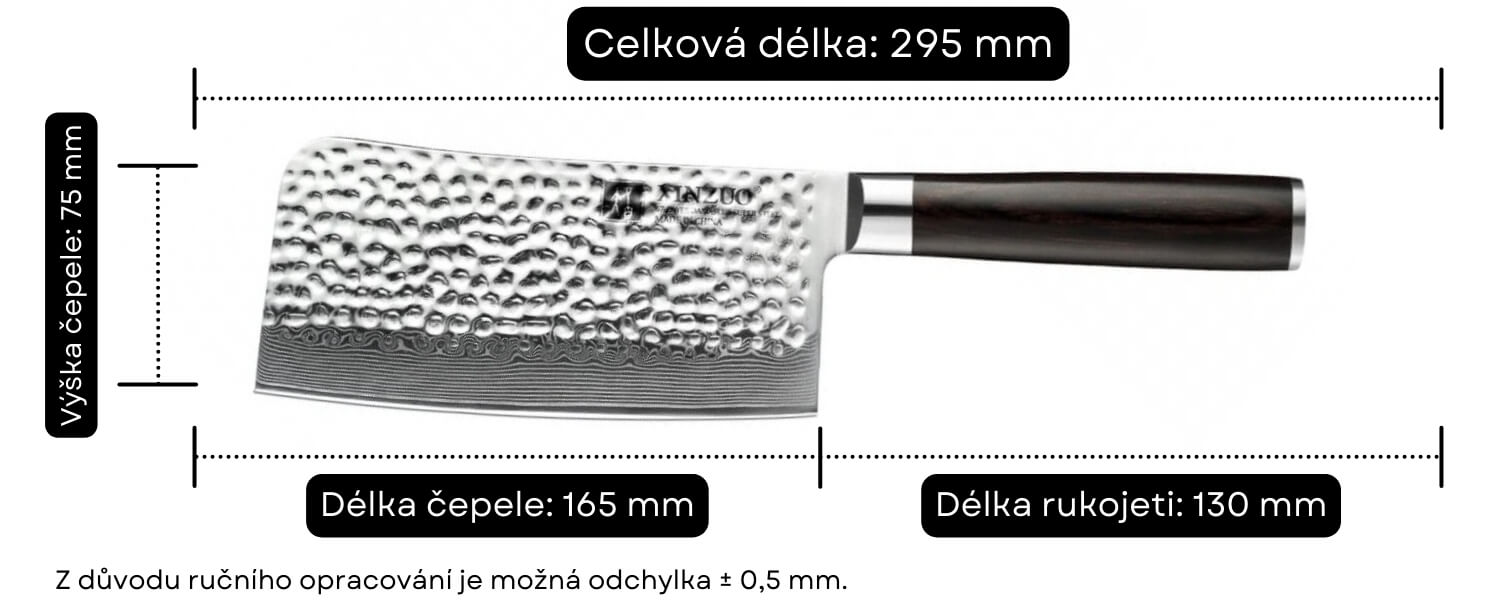 Rozměry sekáčku XinZuo He B1H