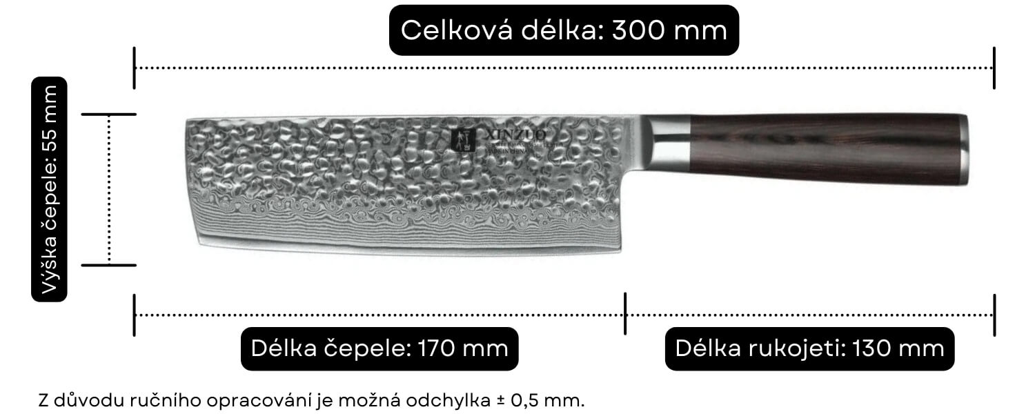 Nakiri XinZuo He B1H rozměry nože
