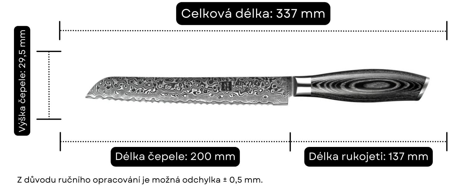 Nůž na pečivo XinZuo Ya B20 velikost nože