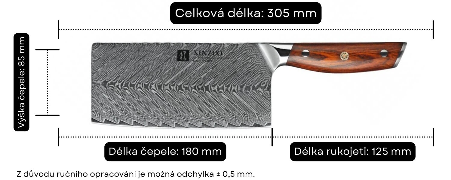 Univerzální čínský nůž TAO XinZuo Yi B27 velikost