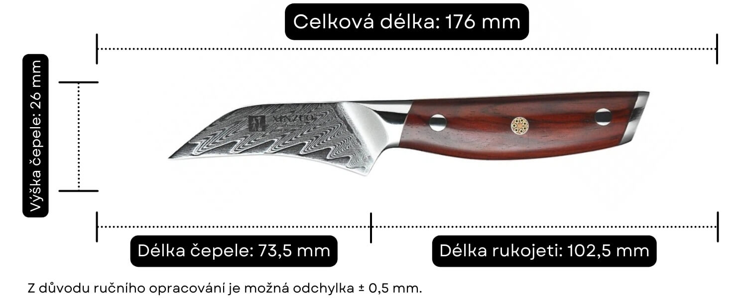 Rozměry nože na loupání Yi B27
