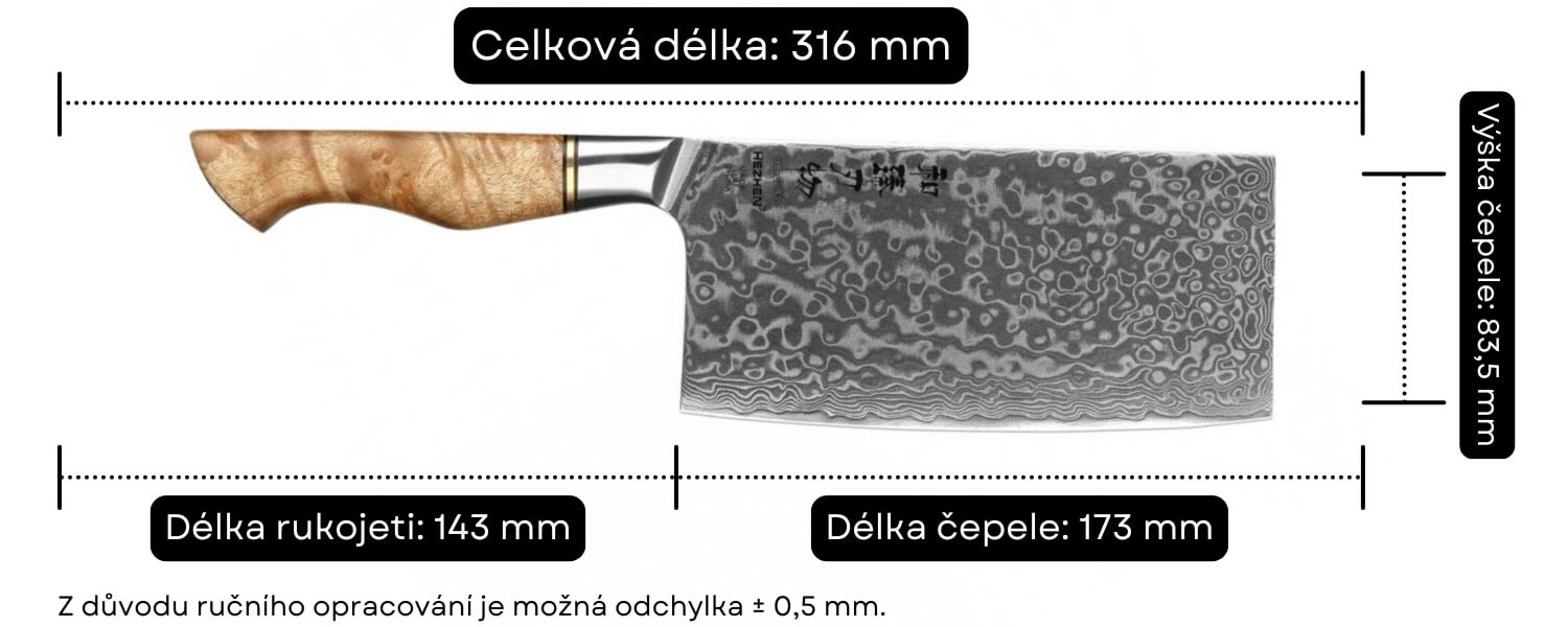 Rozměry TAO nože B30