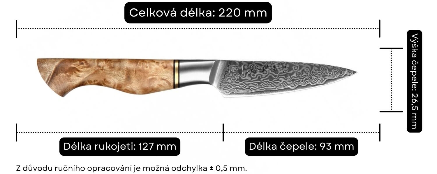 Rozměry nože na loupání HEZHEN Master B30