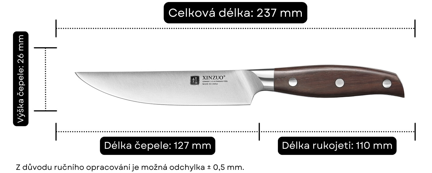 Rozměry nože na pečivo Zhi B35