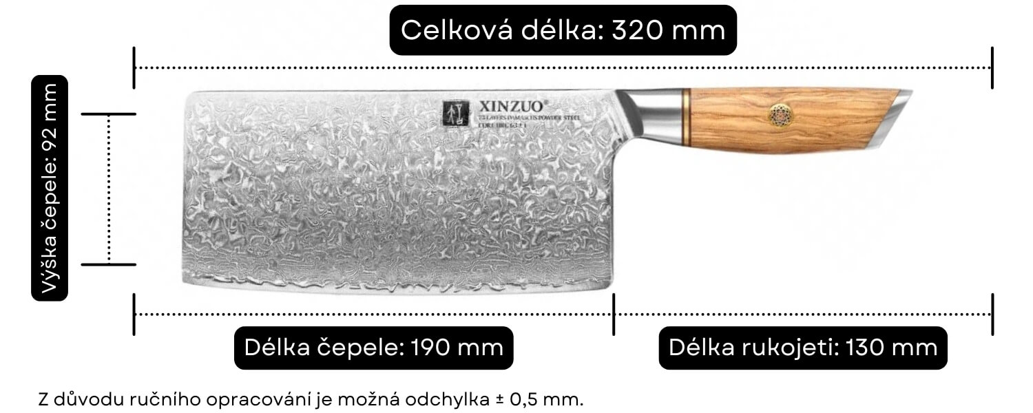 Rozměry TAO nože B37