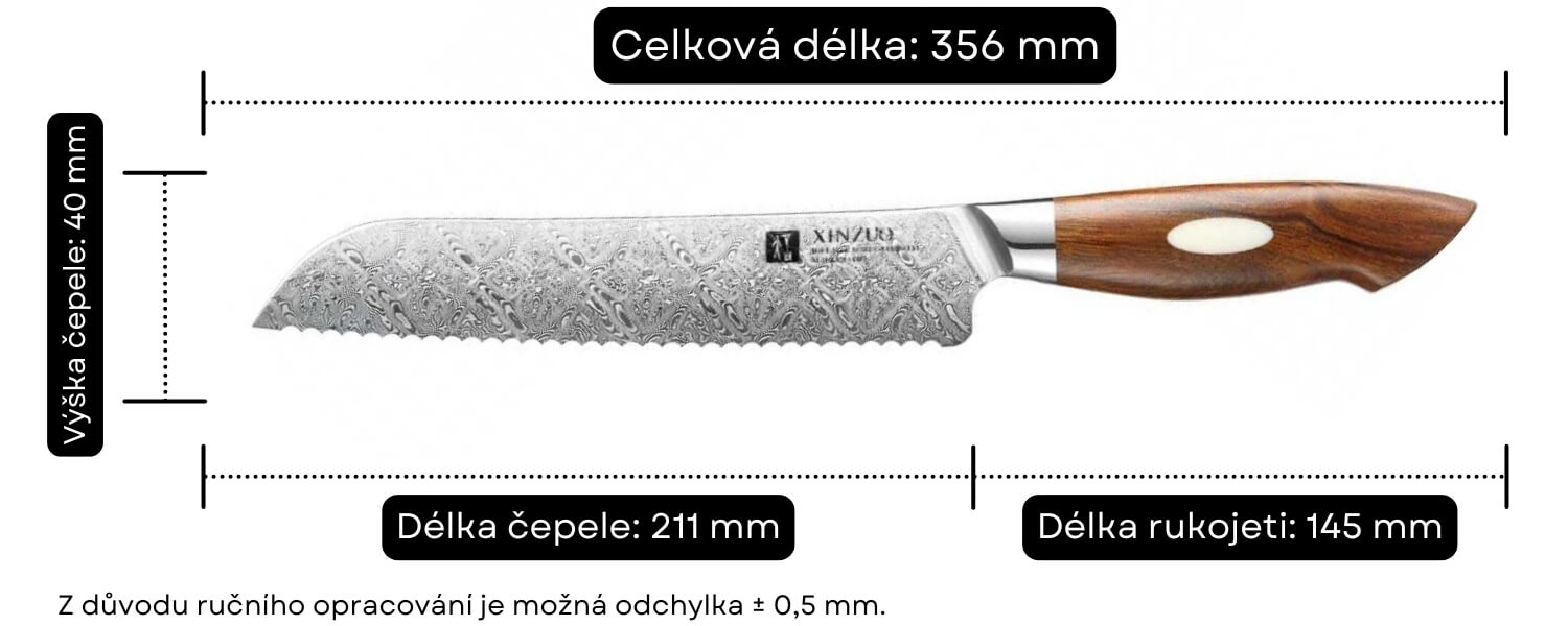 Rozměry nože na pečivo B46D