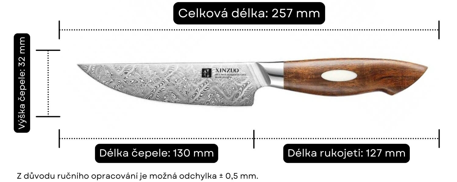 Rozměry steakového nože B46D