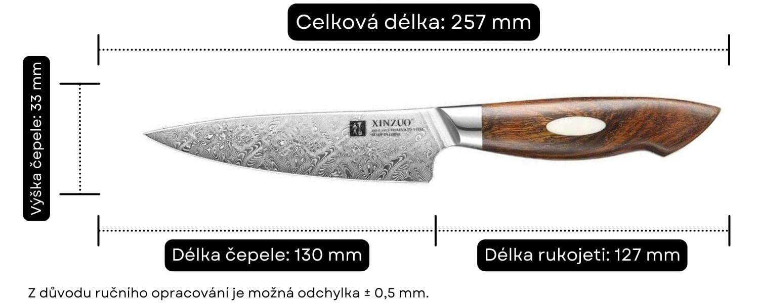 Rozměry nože na ovoce a zeleninu B46D