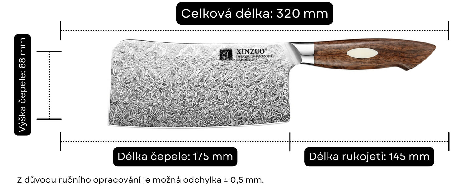 Rozměry sekáčku XinZuo B46D